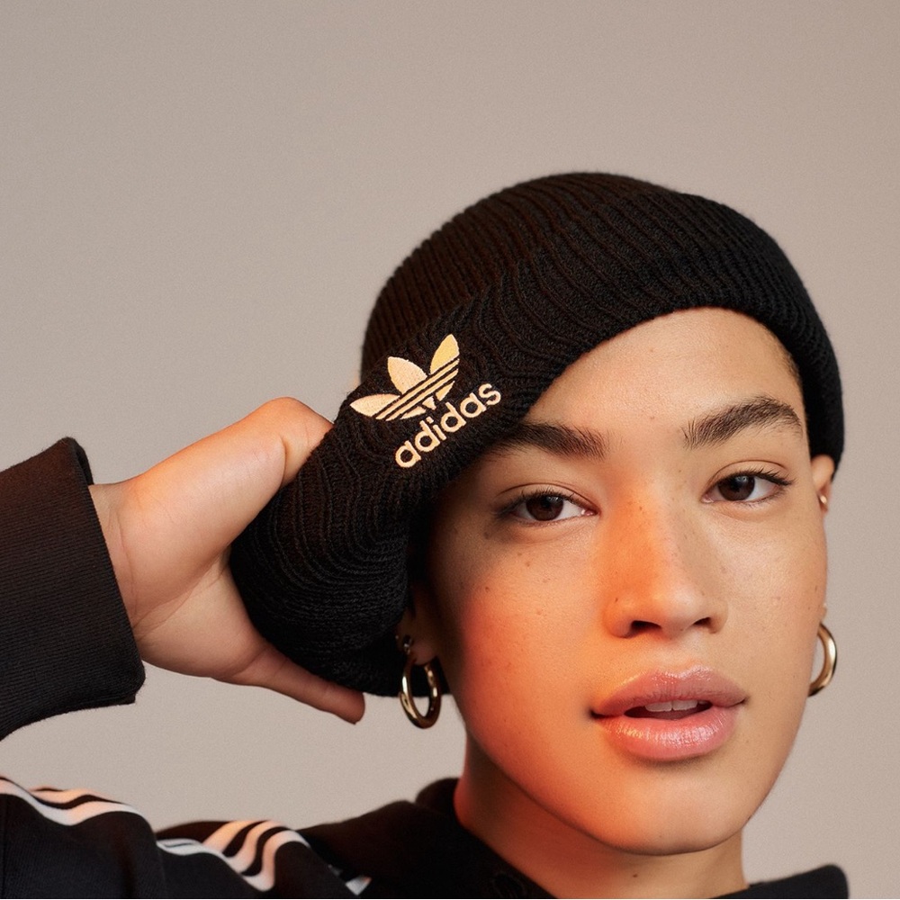 Adidas Originals | Black and Gold Trefoil Knit Beanie